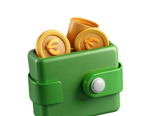 Geldbörse mit Münzen und Cannabis-Symbol